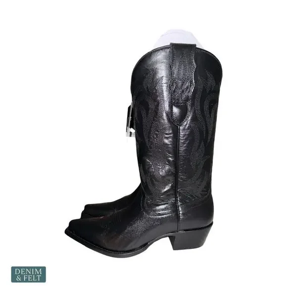 NEW Shyanne Gemma Black Leather Snip Toe Western Boots Wide Calf Embroidered 7.5 - Picture 8 of 16